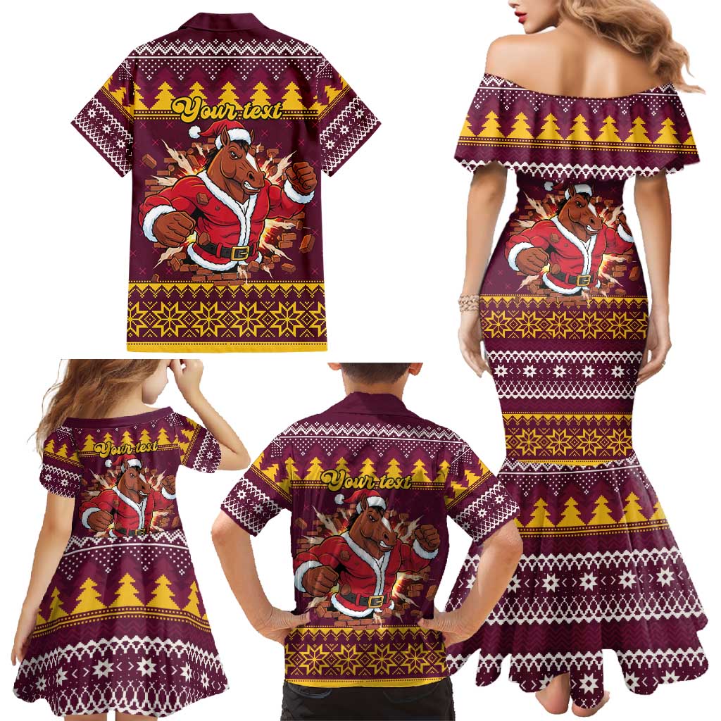 Jingle Broncos Jump Personalized Family Matching Mermaid Dress and Hawaiian Shirt Christmas Rugby League Spirit - Aussie Hoodie