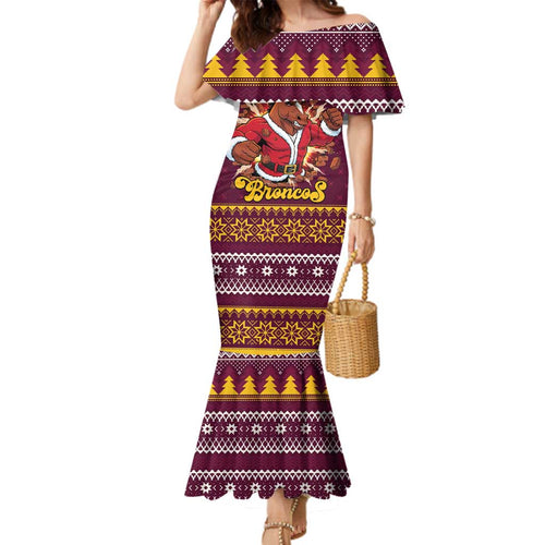Jingle Broncos Jump Personalized Family Matching Mermaid Dress and Hawaiian Shirt Christmas Rugby League Spirit - Aussie Hoodie