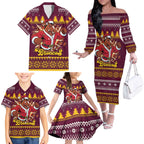 Jingle Broncos Jump Personalized Family Matching Off The Shoulder Long Sleeve Dress and Hawaiian Shirt Christmas Rugby League Spirit - Aussie Hoodie
