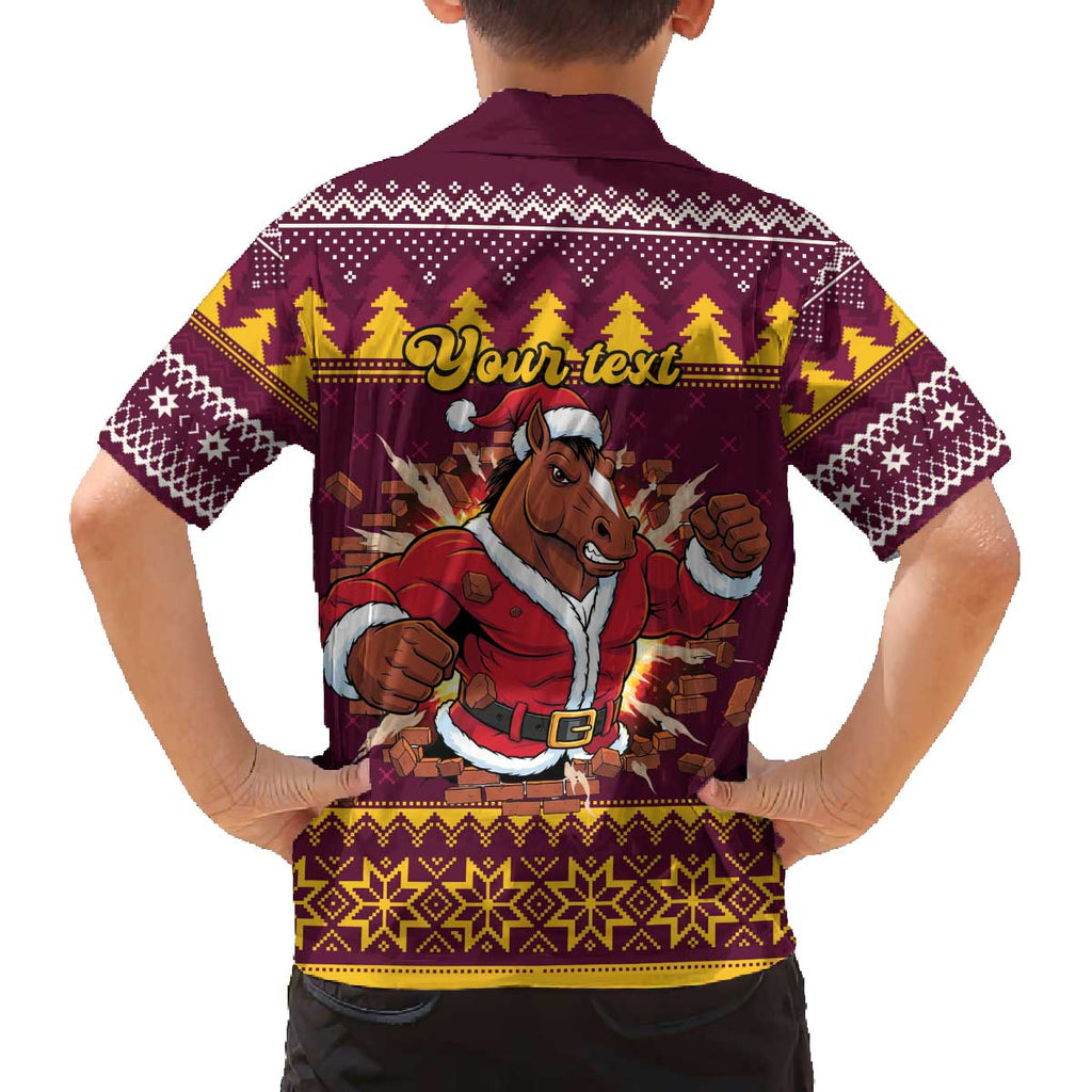 Jingle Broncos Jump Personalized Family Matching Off The Shoulder Long Sleeve Dress and Hawaiian Shirt Christmas Rugby League Spirit - Aussie Hoodie