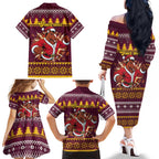 Jingle Broncos Jump Personalized Family Matching Off The Shoulder Long Sleeve Dress and Hawaiian Shirt Christmas Rugby League Spirit - Aussie Hoodie