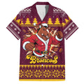 Jingle Broncos Jump Personalized Family Matching Off The Shoulder Long Sleeve Dress and Hawaiian Shirt Christmas Rugby League Spirit - Aussie Hoodie