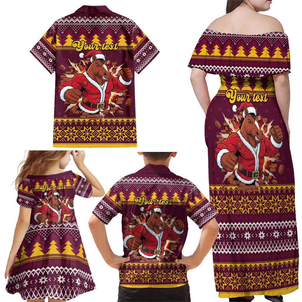 Jingle Broncos Jump Personalized Family Matching Off Shoulder Maxi Dress and Hawaiian Shirt Christmas Rugby League Spirit - Aussie Hoodie