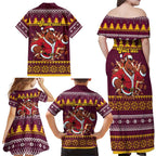 Jingle Broncos Jump Personalized Family Matching Off Shoulder Maxi Dress and Hawaiian Shirt Christmas Rugby League Spirit - Aussie Hoodie