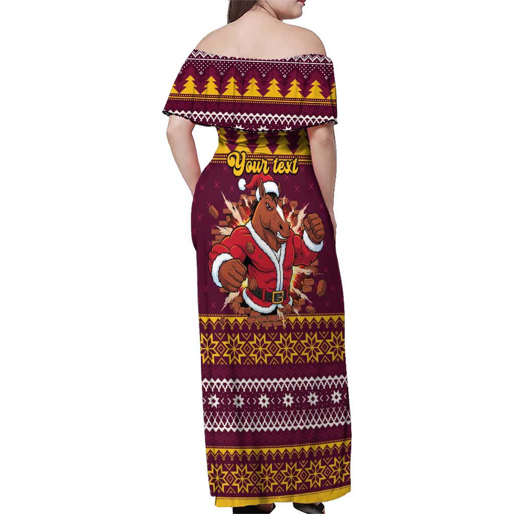 Jingle Broncos Jump Personalized Family Matching Off Shoulder Maxi Dress and Hawaiian Shirt Christmas Rugby League Spirit - Aussie Hoodie