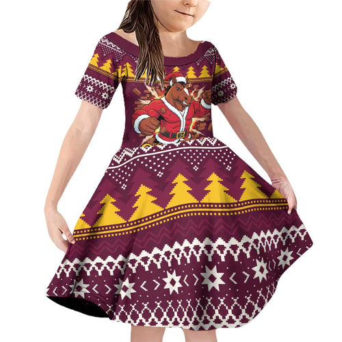 Jingle Broncos Jump Personalized Family Matching Off Shoulder Short Dress and Hawaiian Shirt Christmas Rugby League Spirit - Aussie Hoodie