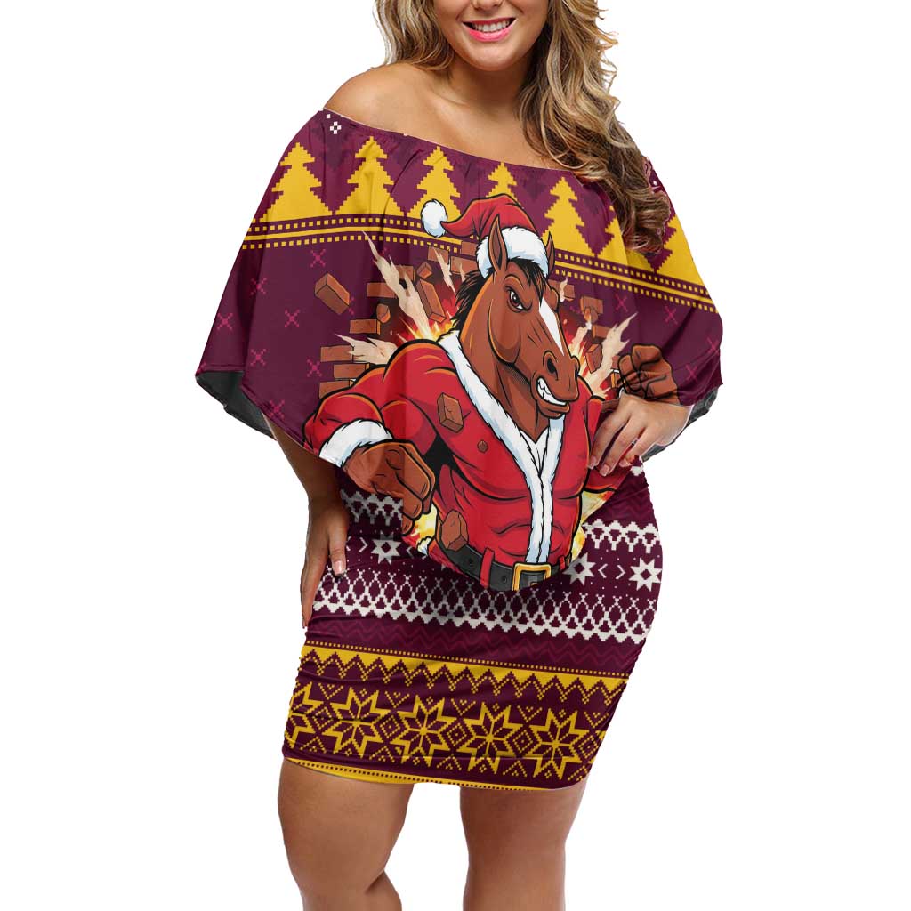 Jingle Broncos Jump Personalized Family Matching Off Shoulder Short Dress and Hawaiian Shirt Christmas Rugby League Spirit - Aussie Hoodie