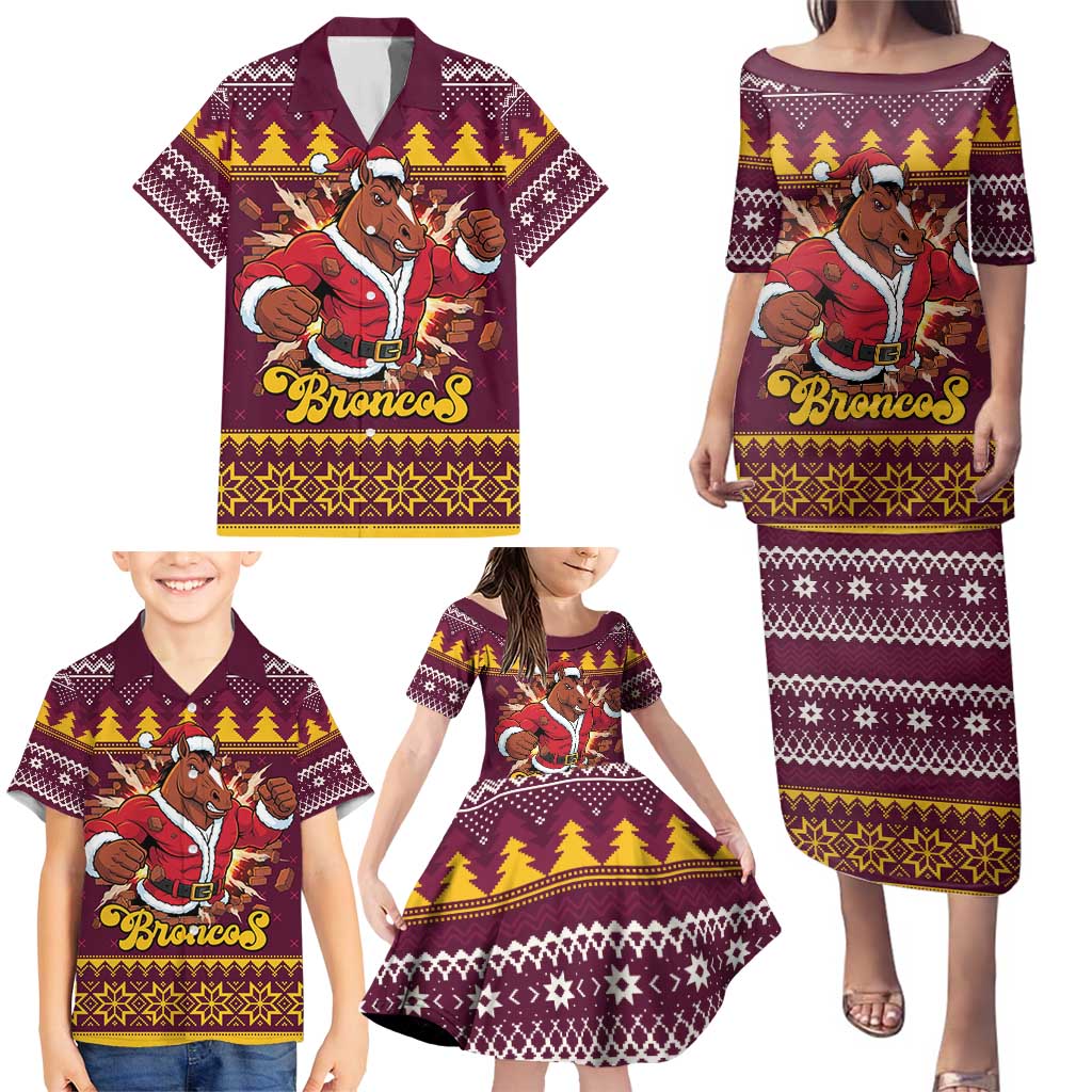 Jingle Broncos Jump Personalized Family Matching Puletasi and Hawaiian Shirt Christmas Rugby League Spirit - Aussie Hoodie