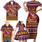 Jingle Broncos Jump Personalized Family Matching Short Sleeve Bodycon Dress and Hawaiian Shirt Christmas Rugby League Spirit - Aussie Hoodie