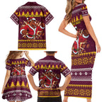 Jingle Broncos Jump Personalized Family Matching Short Sleeve Bodycon Dress and Hawaiian Shirt Christmas Rugby League Spirit - Aussie Hoodie