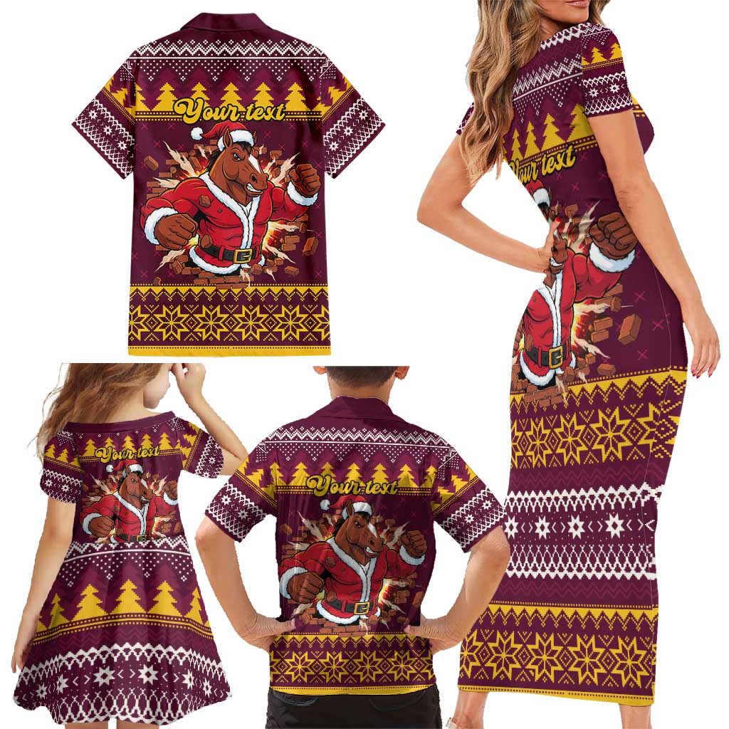 Jingle Broncos Jump Personalized Family Matching Short Sleeve Bodycon Dress and Hawaiian Shirt Christmas Rugby League Spirit - Aussie Hoodie