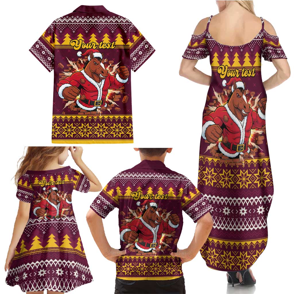 Jingle Broncos Jump Personalized Family Matching Summer Maxi Dress and Hawaiian Shirt Christmas Rugby League Spirit - Aussie Hoodie