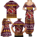 Jingle Broncos Jump Personalized Family Matching Summer Maxi Dress and Hawaiian Shirt Christmas Rugby League Spirit - Aussie Hoodie