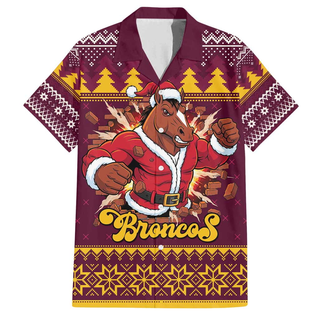 Jingle Broncos Jump Personalized Family Matching Summer Maxi Dress and Hawaiian Shirt Christmas Rugby League Spirit - Aussie Hoodie