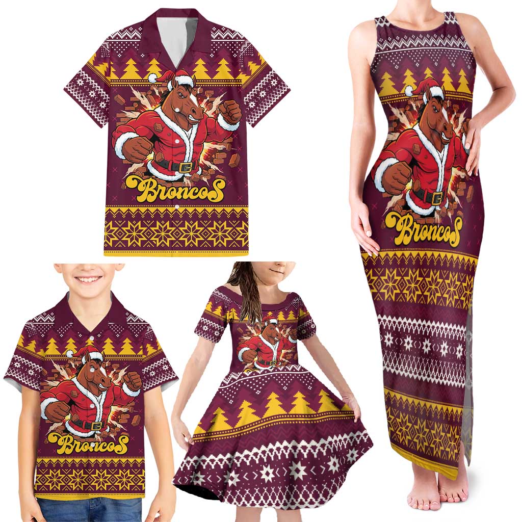 Jingle Broncos Jump Personalized Family Matching Tank Maxi Dress and Hawaiian Shirt Christmas Rugby League Spirit - Aussie Hoodie