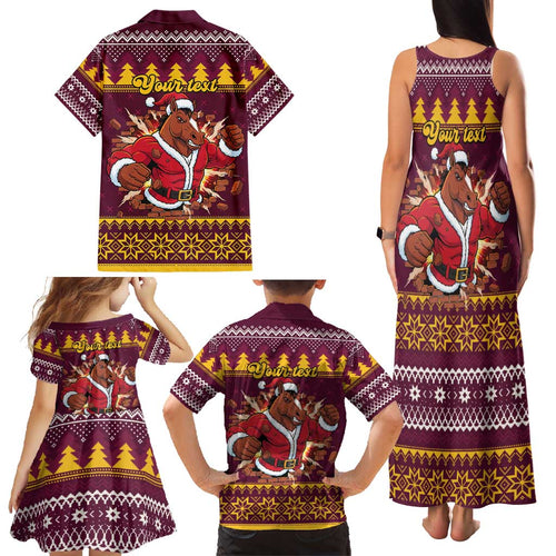 Jingle Broncos Jump Personalized Family Matching Tank Maxi Dress and Hawaiian Shirt Christmas Rugby League Spirit - Aussie Hoodie