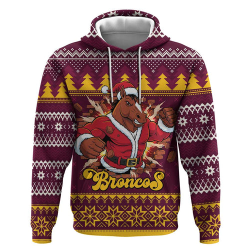 Jingle Broncos Jump Personalized Hoodie Christmas Rugby League Spirit - Aussie Hoodie