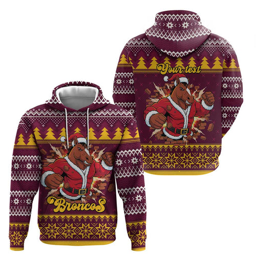 Jingle Broncos Jump Personalized Hoodie Christmas Rugby League Spirit - Aussie Hoodie