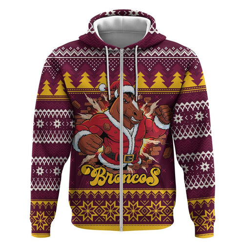 Jingle Broncos Jump Personalized Hoodie Christmas Rugby League Spirit - Aussie Hoodie