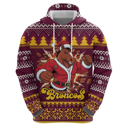 Jingle Broncos Jump Personalized Hoodie Christmas Rugby League Spirit - Aussie Hoodie