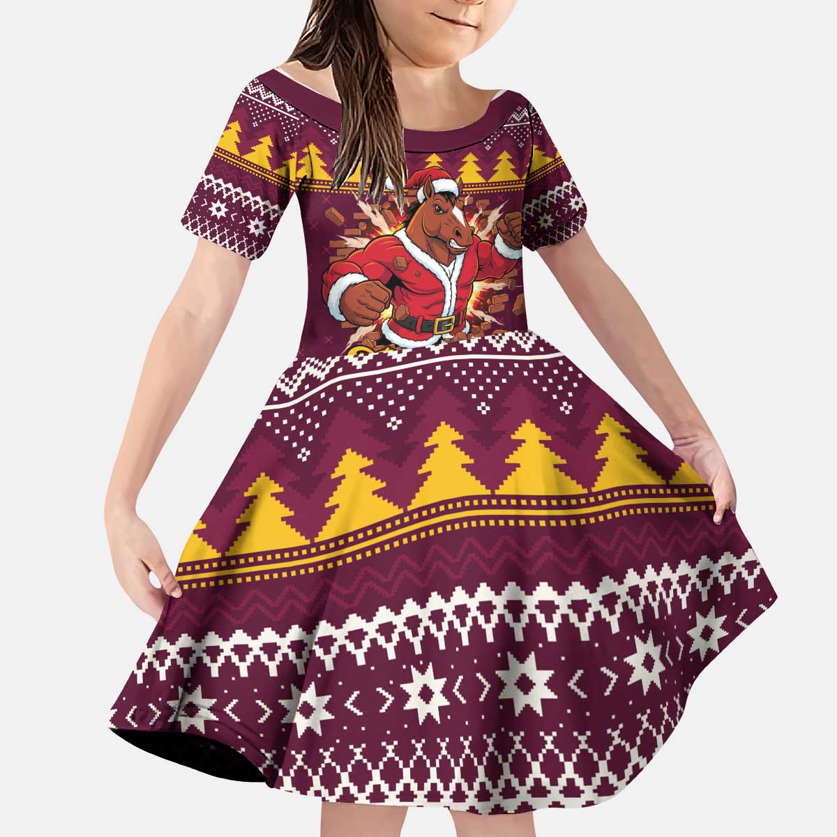 Jingle Broncos Jump Personalized Kid Short Sleeve Dress Christmas Rugby League Spirit - Aussie Hoodie