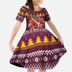 Jingle Broncos Jump Personalized Kid Short Sleeve Dress Christmas Rugby League Spirit - Aussie Hoodie