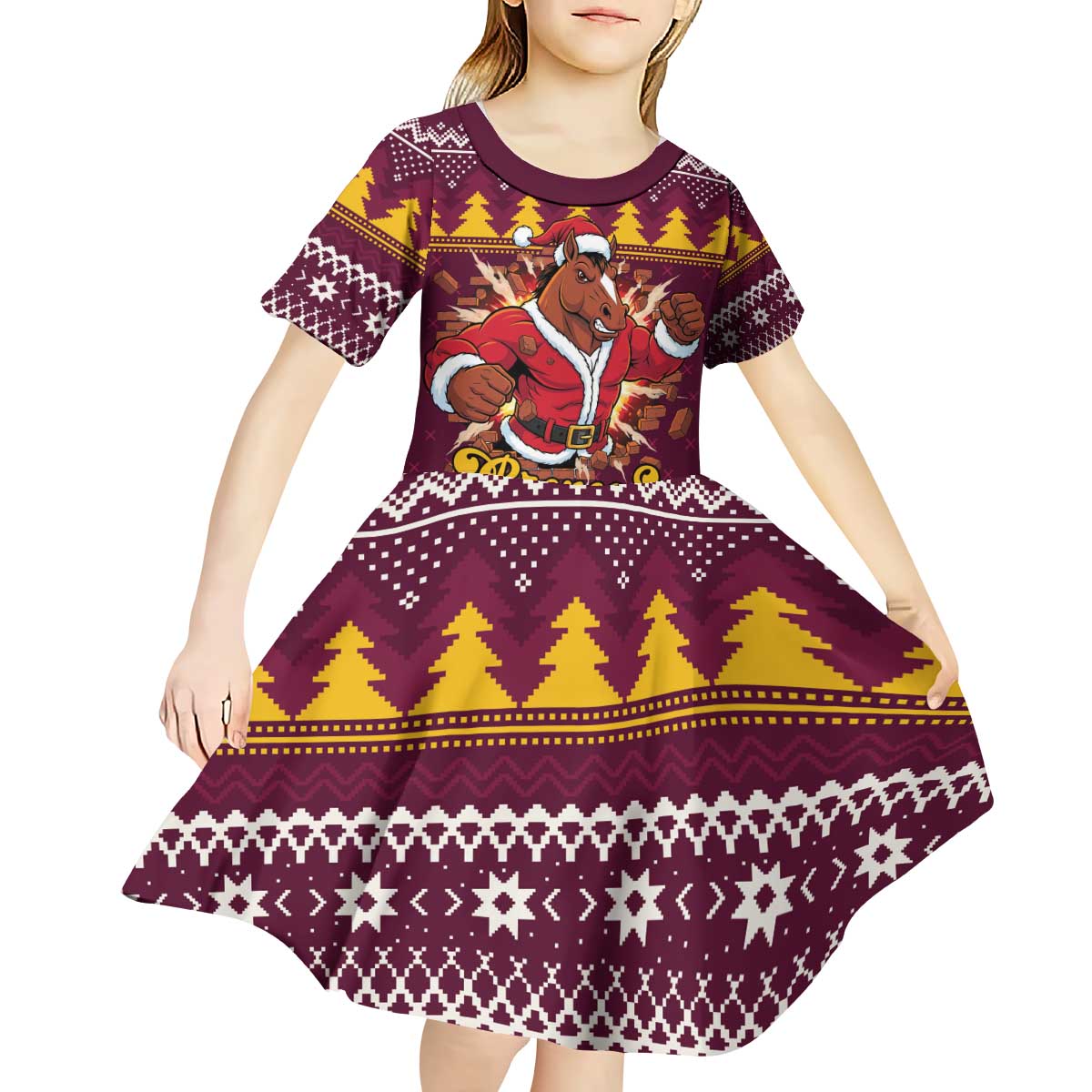 Jingle Broncos Jump Personalized Kid Short Sleeve Dress Christmas Rugby League Spirit - Aussie Hoodie