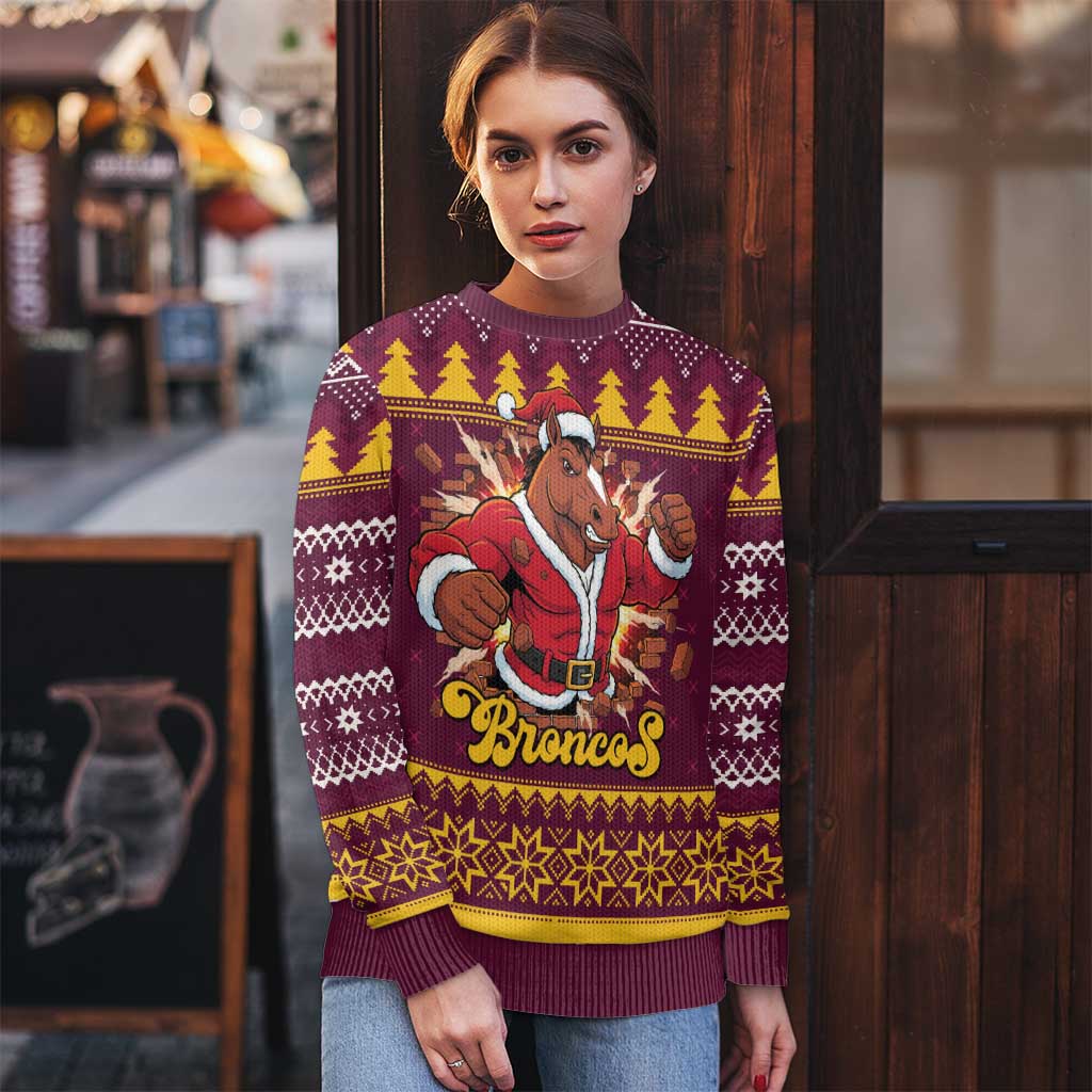 Jingle Broncos Jump Personalized Ugly Christmas Sweater Christmas Rugby League Spirit - Aussie Hoodie