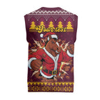 Jingle Broncos Jump Personalized Christmas Knitted V-Neck Vest Christmas Rugby League Spirit - Aussie Hoodie