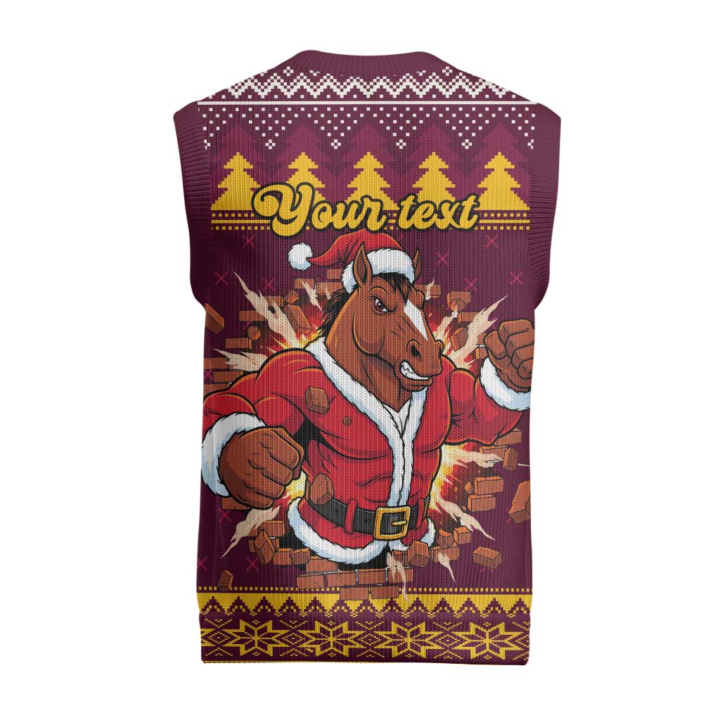 Jingle Broncos Jump Personalized Christmas Knitted V-Neck Vest Christmas Rugby League Spirit - Aussie Hoodie