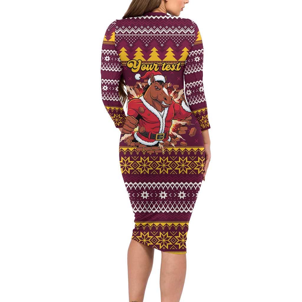 Jingle Broncos Jump Personalized Long Sleeve Bodycon Dress Christmas Rugby League Spirit - Aussie Hoodie