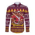Jingle Broncos Jump Personalized Long Sleeve Button Shirt Christmas Rugby League Spirit - Aussie Hoodie