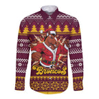 Jingle Broncos Jump Personalized Long Sleeve Button Shirt Christmas Rugby League Spirit - Aussie Hoodie