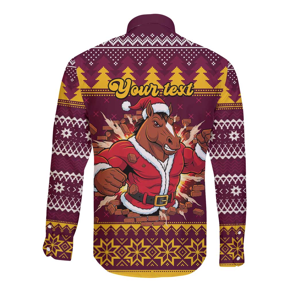 Jingle Broncos Jump Personalized Long Sleeve Button Shirt Christmas Rugby League Spirit - Aussie Hoodie