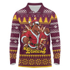 Jingle Broncos Jump Personalized Long Sleeve Polo Shirt Christmas Rugby League Spirit - Aussie Hoodie