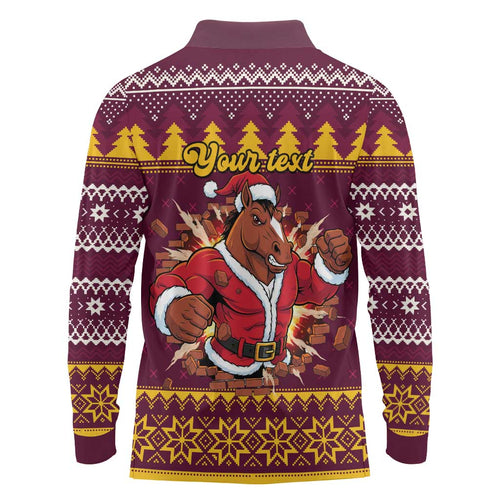 Jingle Broncos Jump Personalized Long Sleeve Polo Shirt Christmas Rugby League Spirit - Aussie Hoodie