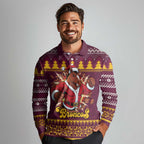 Jingle Broncos Jump Personalized Long Sleeve Polo Shirt Christmas Rugby League Spirit - Aussie Hoodie