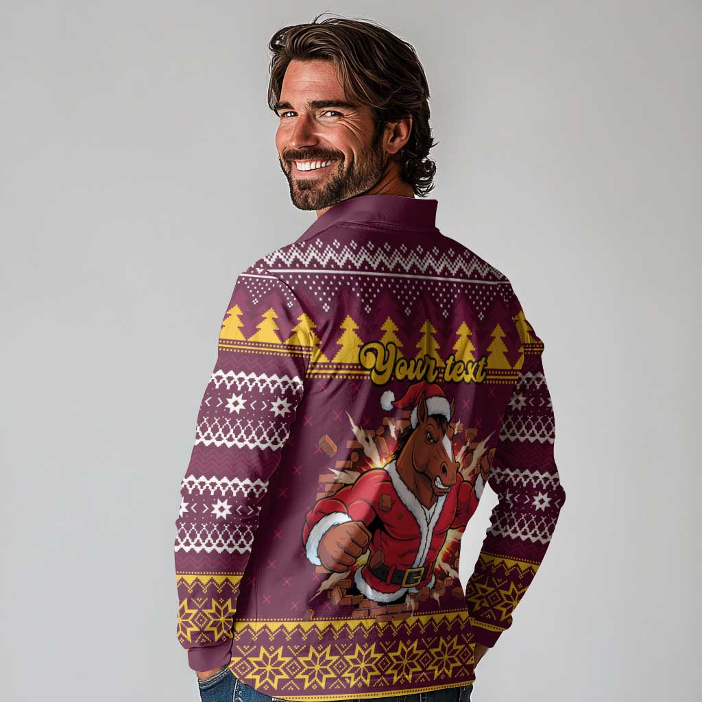 Jingle Broncos Jump Personalized Long Sleeve Polo Shirt Christmas Rugby League Spirit - Aussie Hoodie