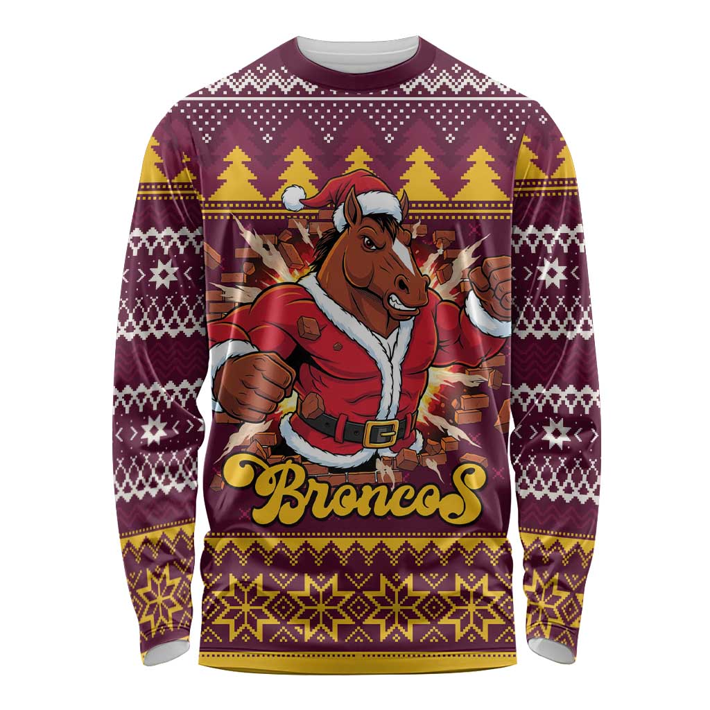 Jingle Broncos Jump Personalized Long Sleeve Shirt Christmas Rugby League Spirit - Aussie Hoodie