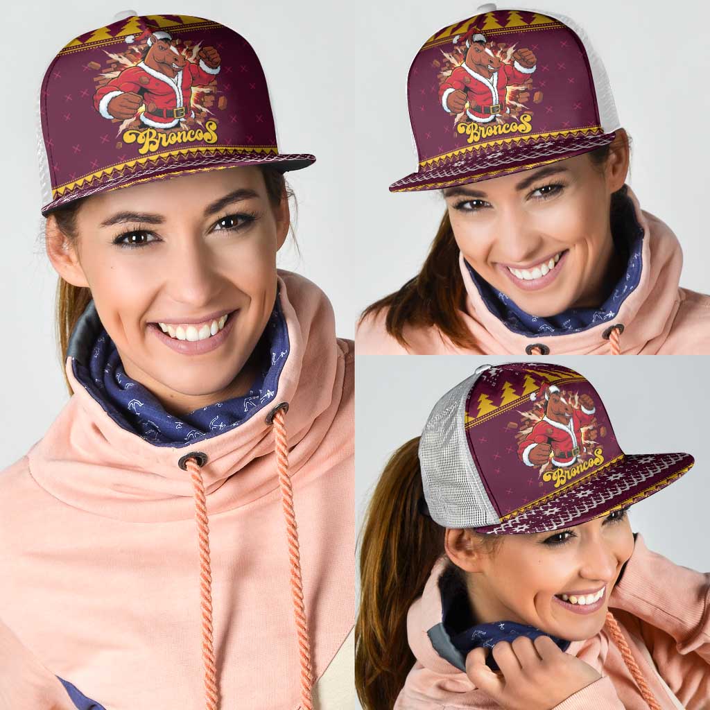 Jingle Broncos Jump Mesh Trucker Cap Christmas Rugby League Spirit LT9