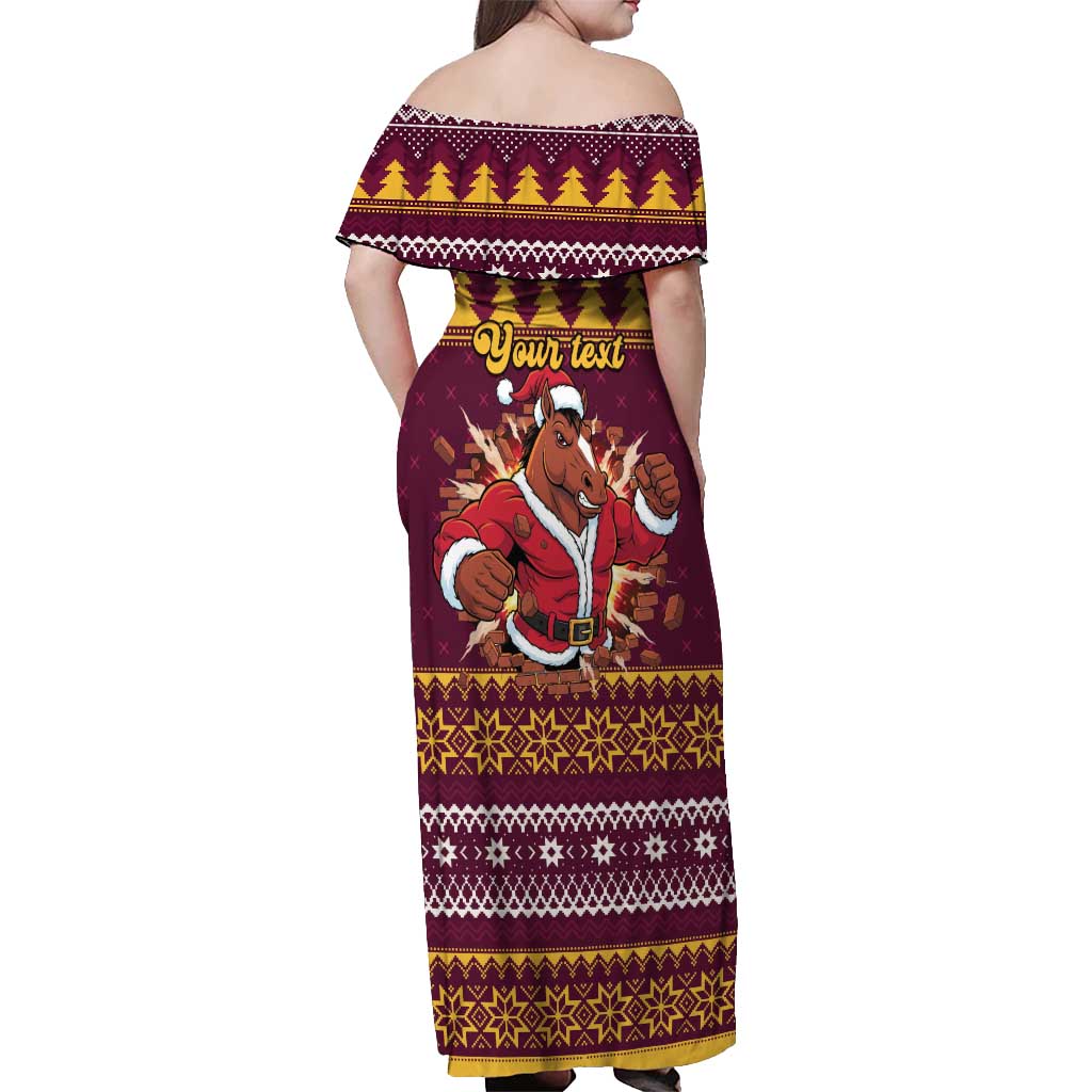 Jingle Broncos Jump Personalized Off Shoulder Maxi Dress Christmas Rugby League Spirit - Aussie Hoodie