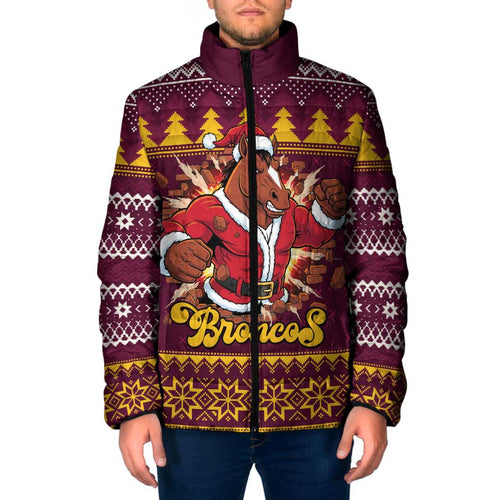Jingle Broncos Jump Personalized Padded Jacket Christmas Rugby League Spirit - Aussie Hoodie