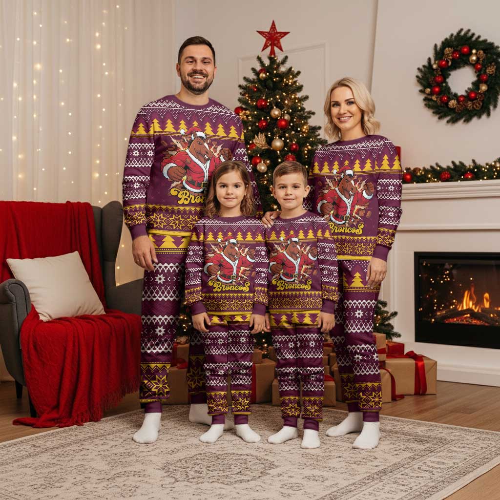 Jingle Broncos Jump Personalized Christmas Pajama Set Christmas Rugby League Spirit - Aussie Hoodie