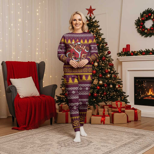 Jingle Broncos Jump Personalized Christmas Pajama Set Christmas Rugby League Spirit - Aussie Hoodie