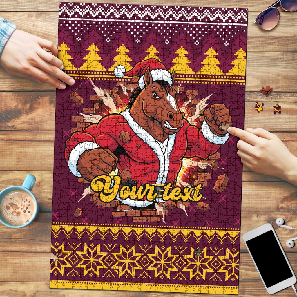 Jingle Broncos Jump Personalized Puzzle Christmas Rugby League Spirit - Aussie Hoodie