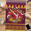 Jingle Broncos Jump Personalized Puzzle Christmas Rugby League Spirit - Aussie Hoodie