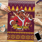 Jingle Broncos Jump Personalized Puzzle Christmas Rugby League Spirit - Aussie Hoodie