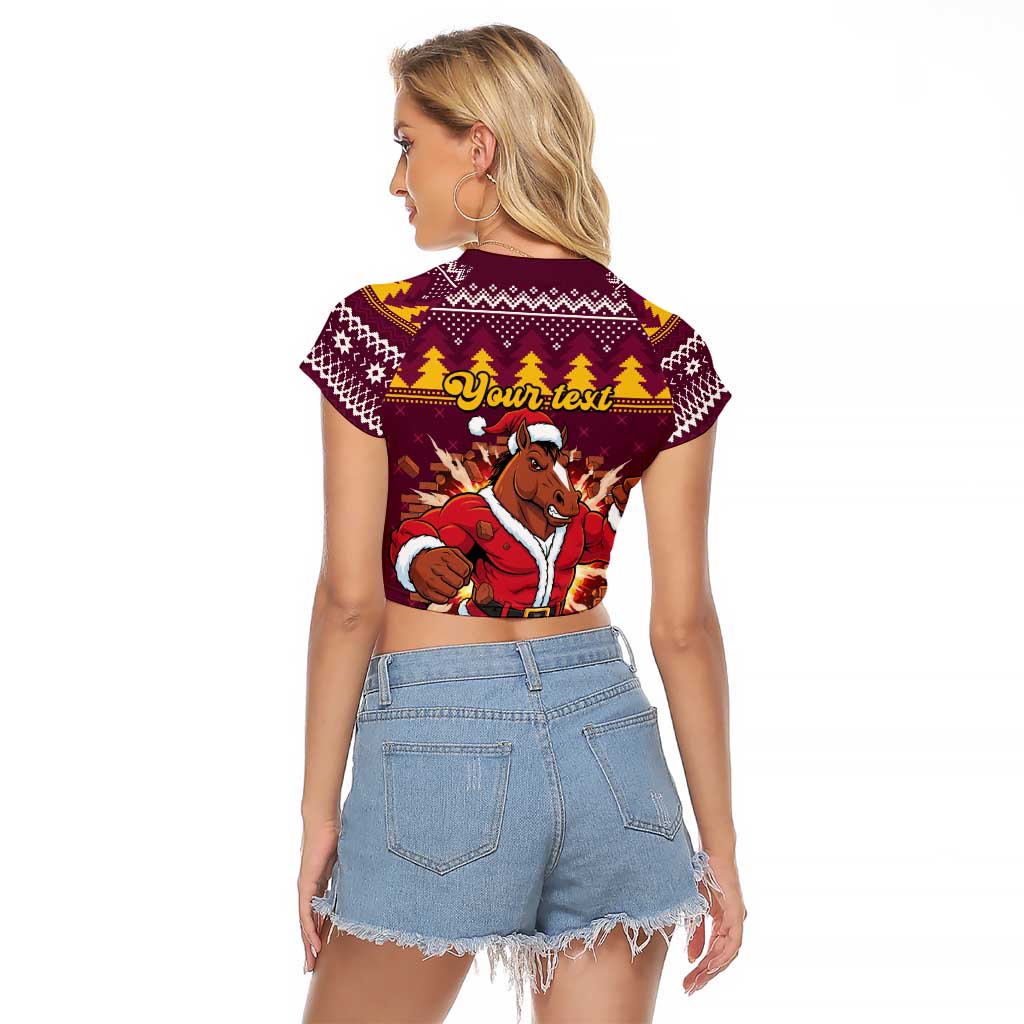 Jingle Broncos Jump Personalized Raglan Cropped T Shirt Christmas Rugby League Spirit - Aussie Hoodie