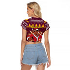 Jingle Broncos Jump Personalized Raglan Cropped T Shirt Christmas Rugby League Spirit - Aussie Hoodie