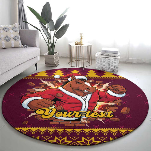 Jingle Broncos Jump Personalized Round Carpet Christmas Rugby League Spirit - Aussie Hoodie